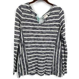 Anthropologie Postmark Blouse Top Women's Size M Black White Stripe Stretch